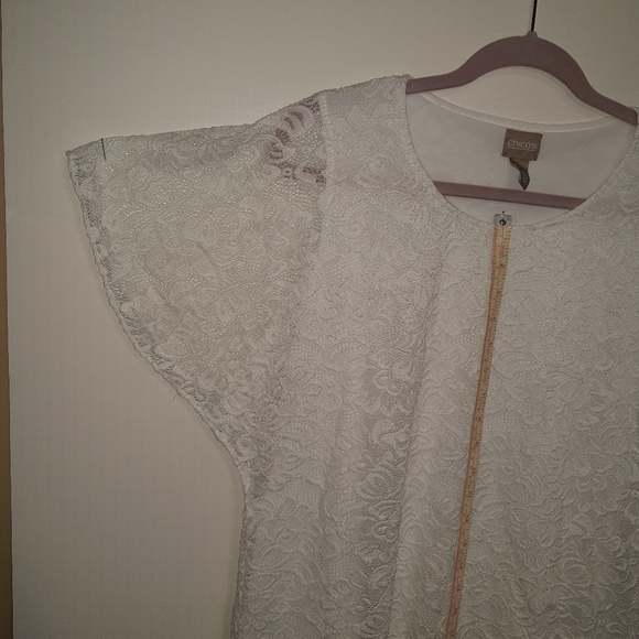Chico's white Lace lines top Sz 1 - Picture 4 of 5
